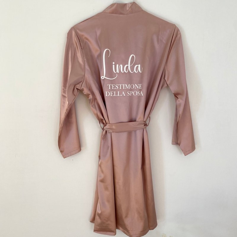 In Una Notte Nera Vestaglia Kimono In Raso Con Stampa Rose E